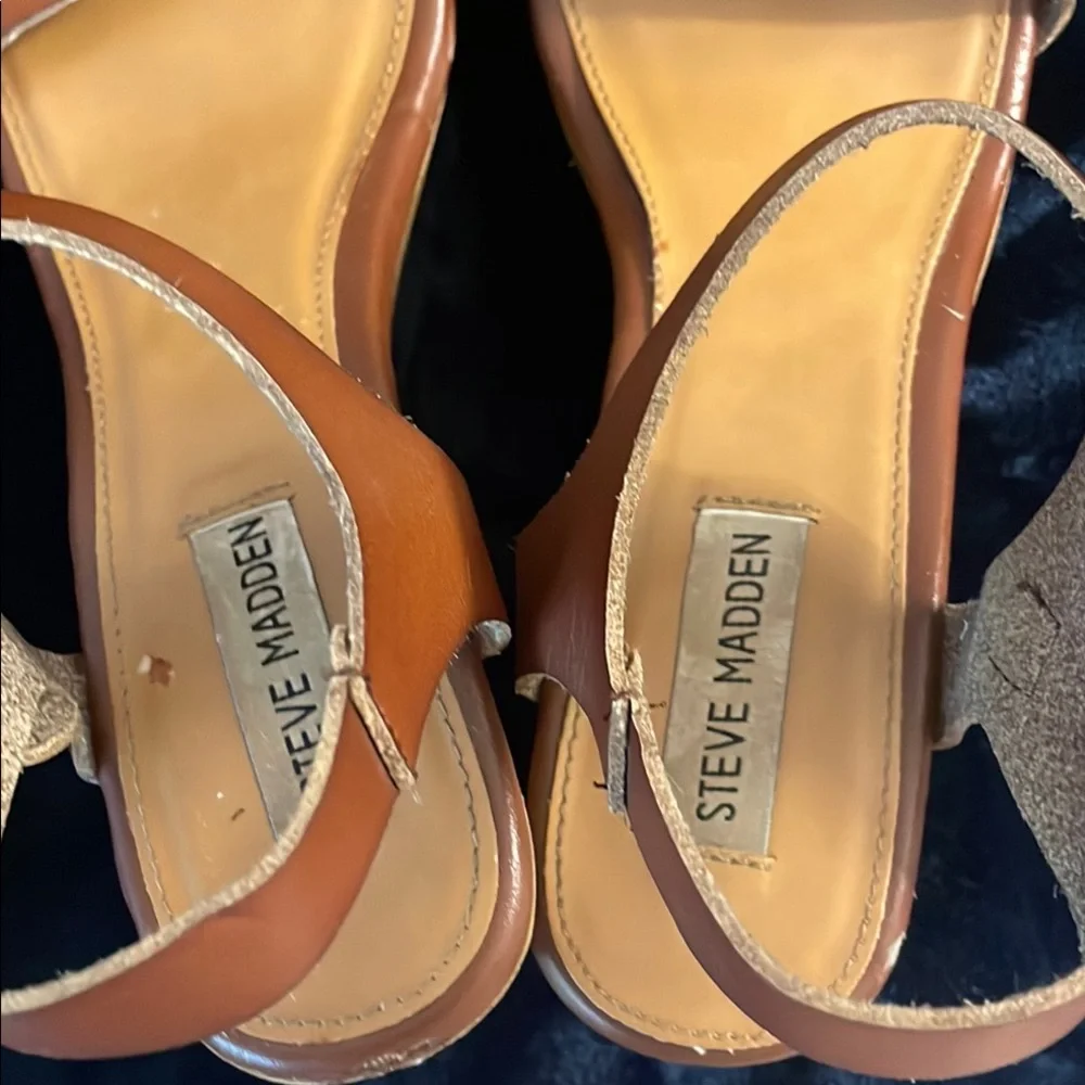 Steve‎ Madden Tan Cream Wedges with Ankle Straps